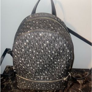 Authentic Michael Kors Rhea MK Black Star Medium Backpack